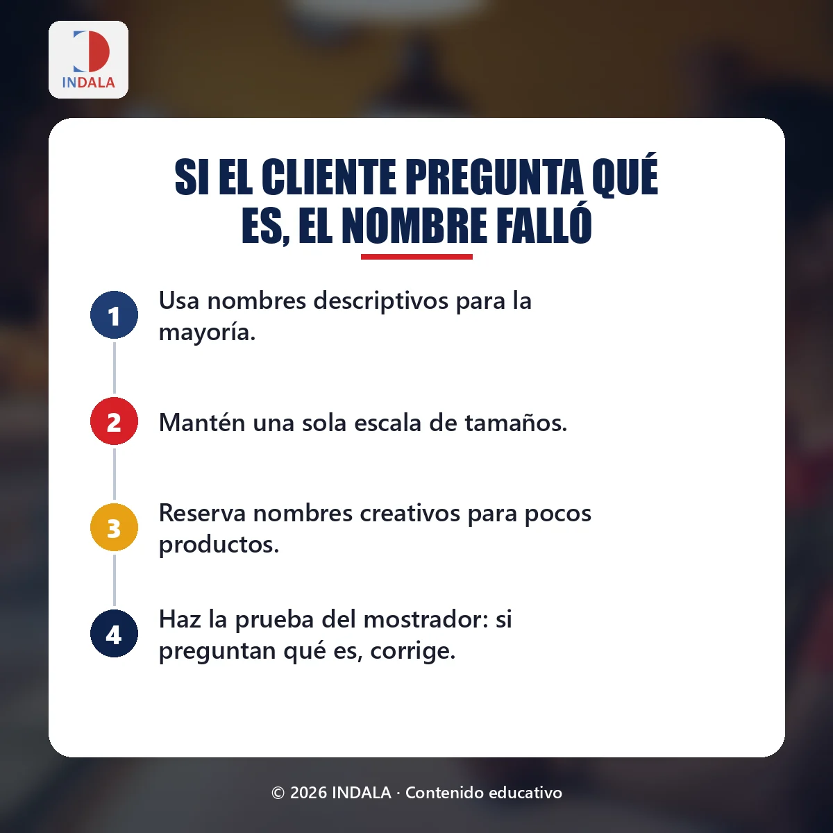 Resumen visual sobre si el cliente pregunta qué es, el nombre falló