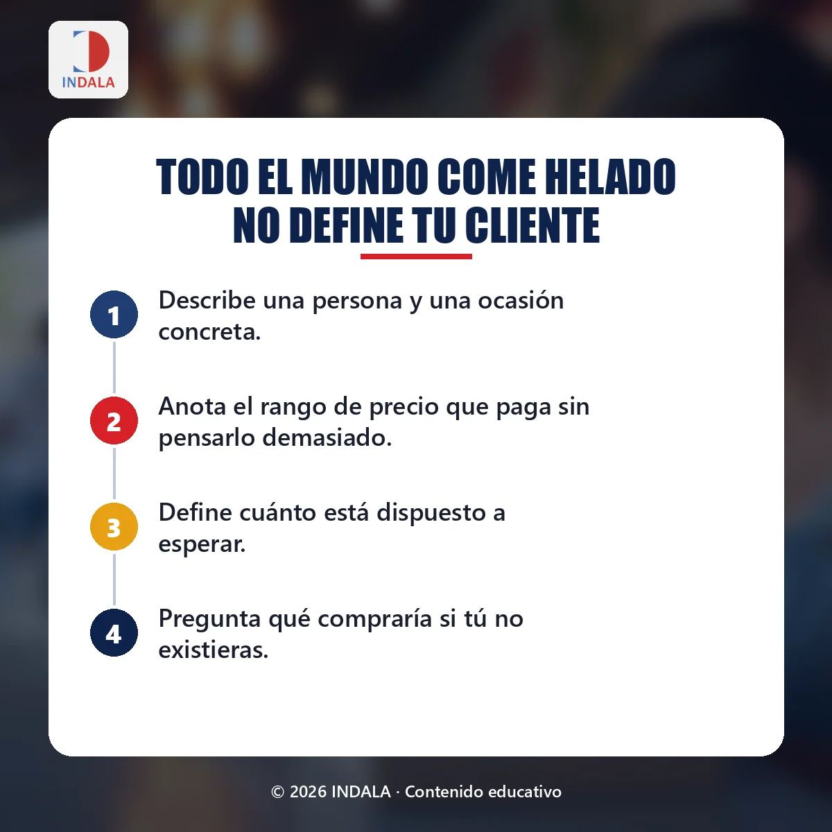 Resumen visual sobre «Todo el mundo come helado no define tu cliente»