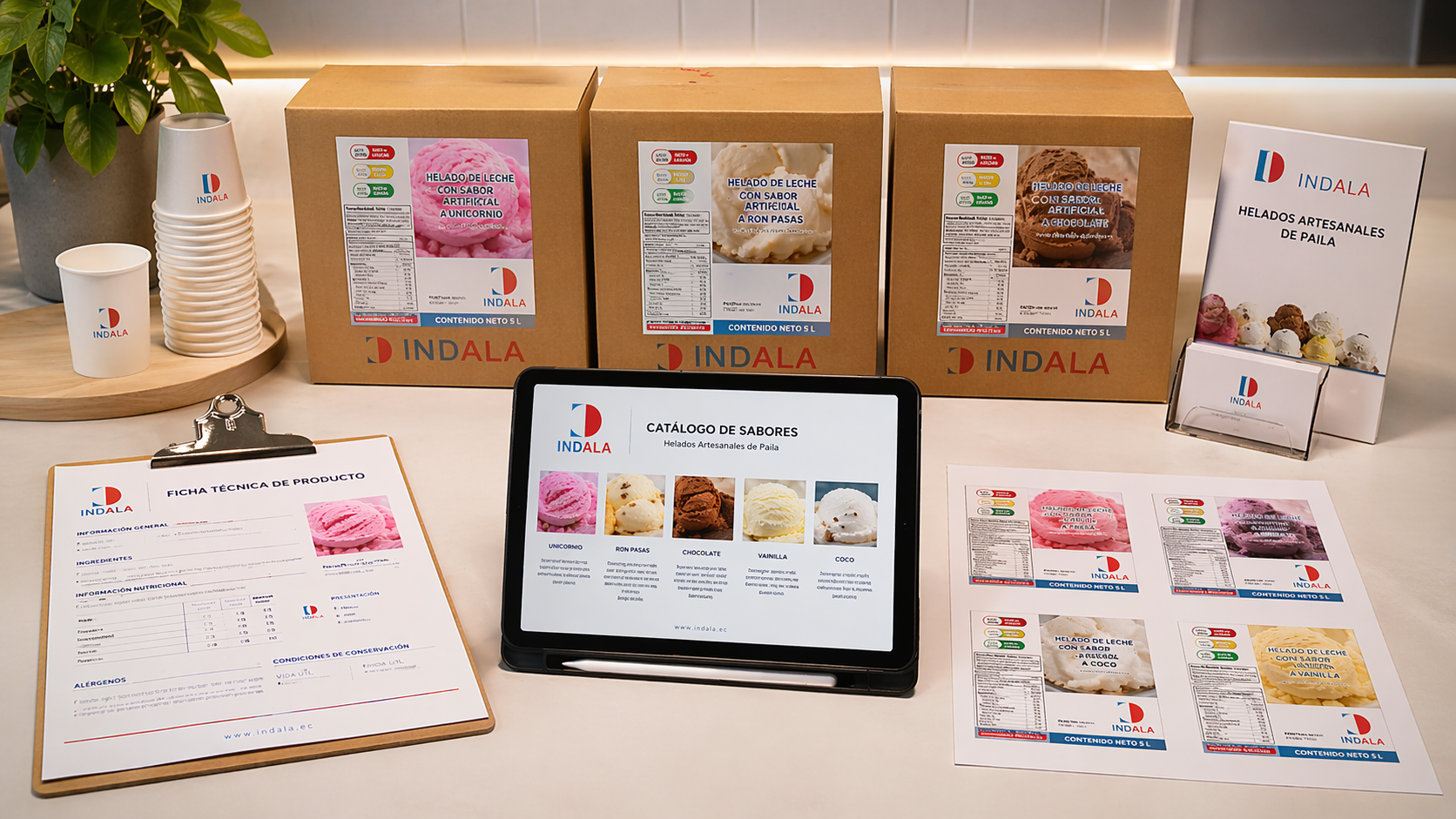 Material comercial y branding de INDALA