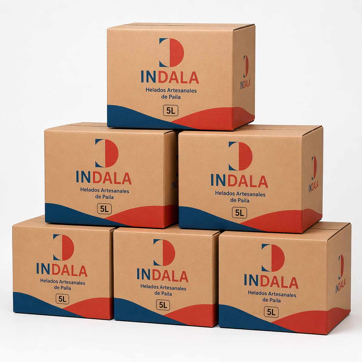 Cajas apiladas de producto INDALA